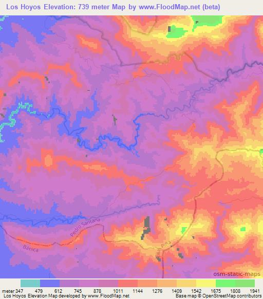 Los Hoyos,Dominican Republic Elevation Map