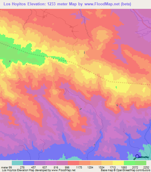 Los Hoyitos,Dominican Republic Elevation Map