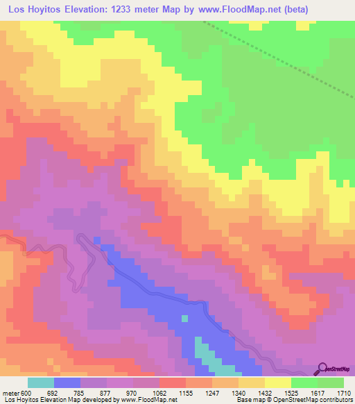 Los Hoyitos,Dominican Republic Elevation Map