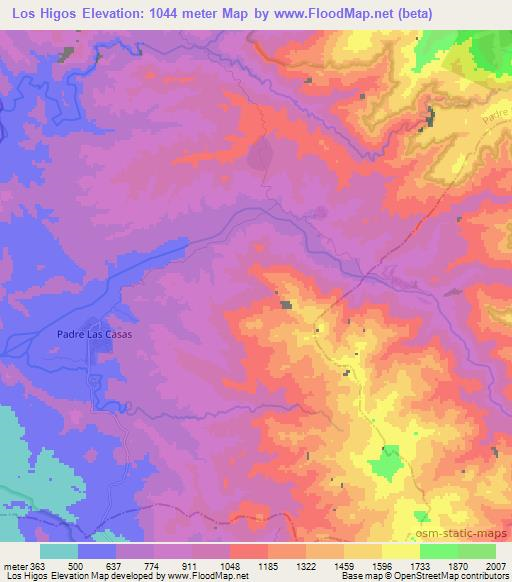 Los Higos,Dominican Republic Elevation Map