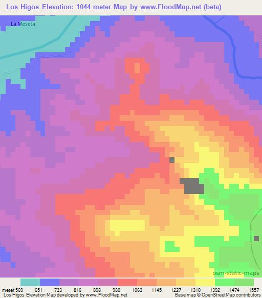 Los Higos,Dominican Republic Elevation Map