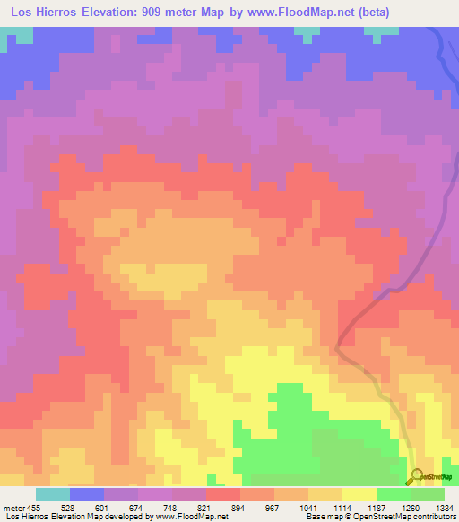 Los Hierros,Dominican Republic Elevation Map