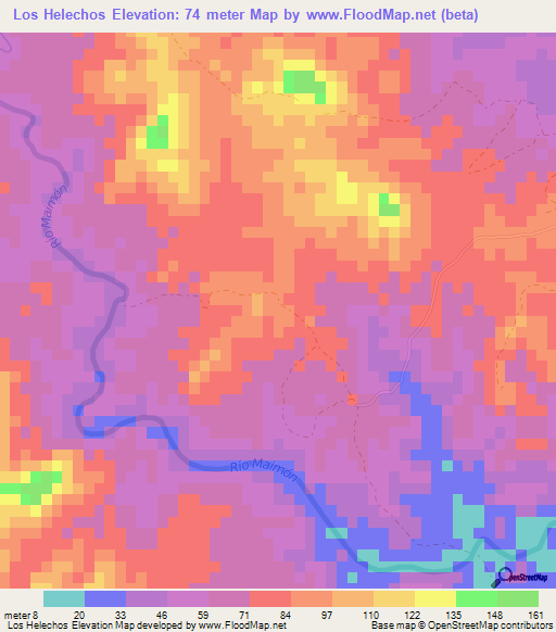 Los Helechos,Dominican Republic Elevation Map