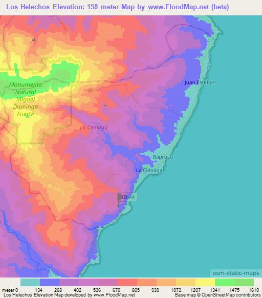 Los Helechos,Dominican Republic Elevation Map