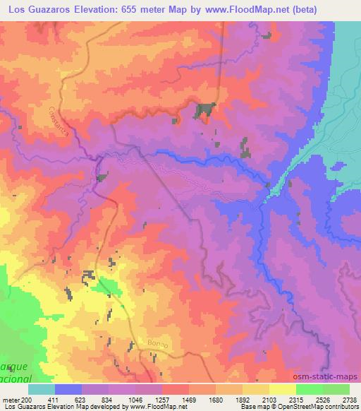 Los Guazaros,Dominican Republic Elevation Map