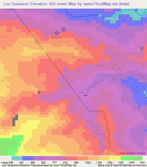 Los Guazaros,Dominican Republic Elevation Map