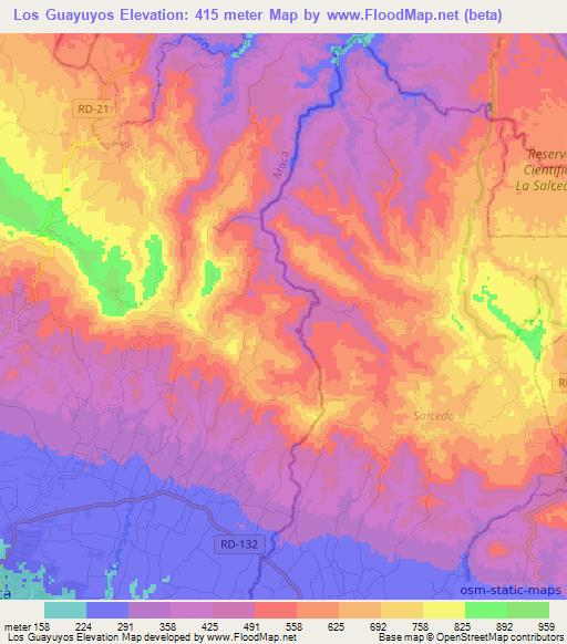 Los Guayuyos,Dominican Republic Elevation Map