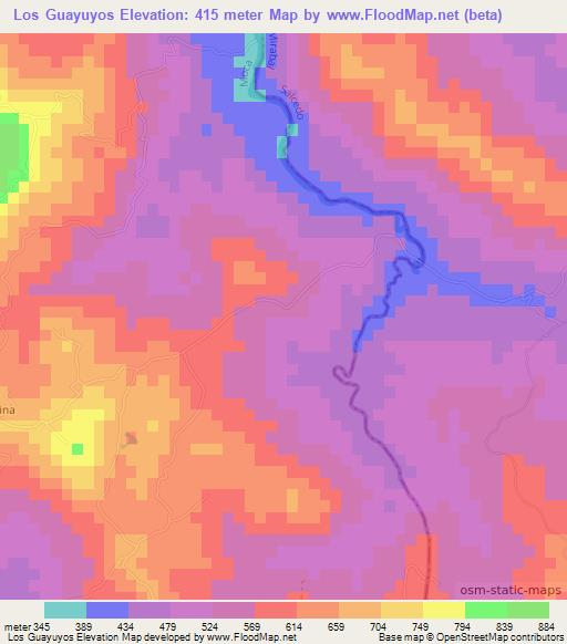 Los Guayuyos,Dominican Republic Elevation Map