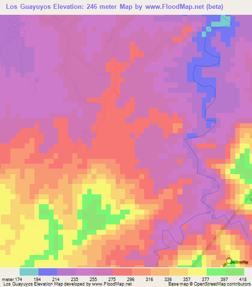 Los Guayuyos,Dominican Republic Elevation Map