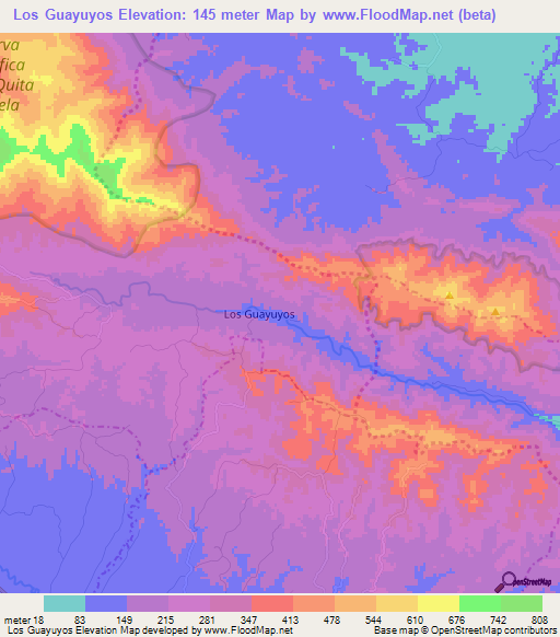 Los Guayuyos,Dominican Republic Elevation Map