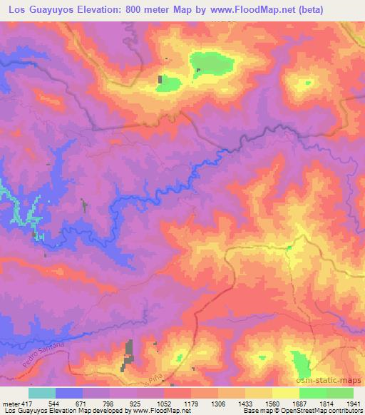 Los Guayuyos,Dominican Republic Elevation Map