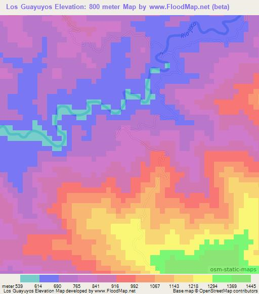 Los Guayuyos,Dominican Republic Elevation Map