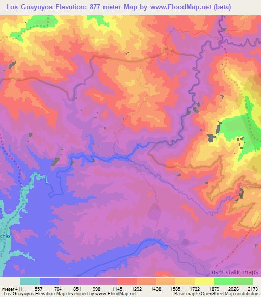 Los Guayuyos,Dominican Republic Elevation Map