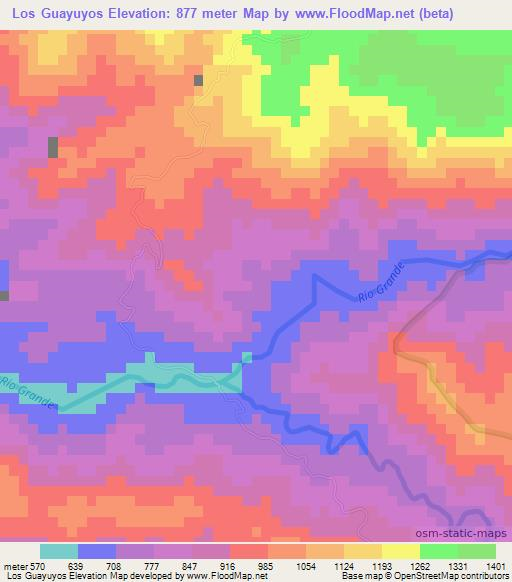 Los Guayuyos,Dominican Republic Elevation Map