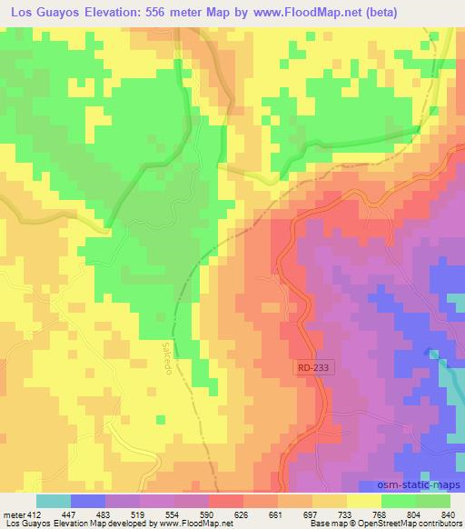 Los Guayos,Dominican Republic Elevation Map