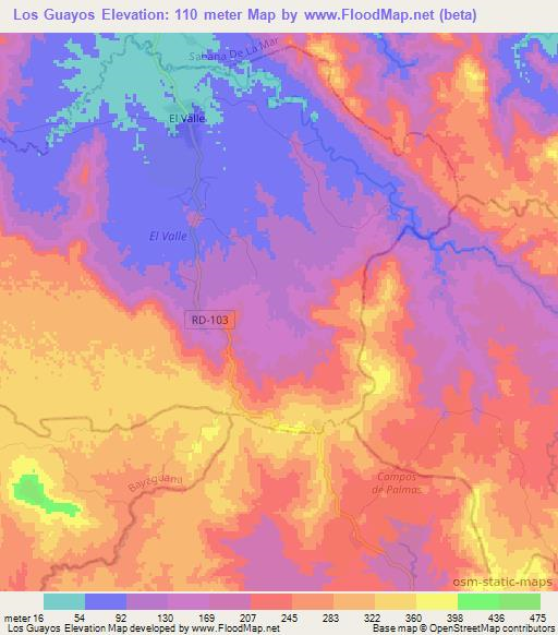 Los Guayos,Dominican Republic Elevation Map