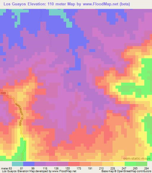 Los Guayos,Dominican Republic Elevation Map