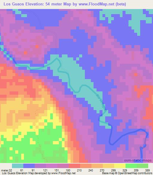 Los Guaos,Dominican Republic Elevation Map