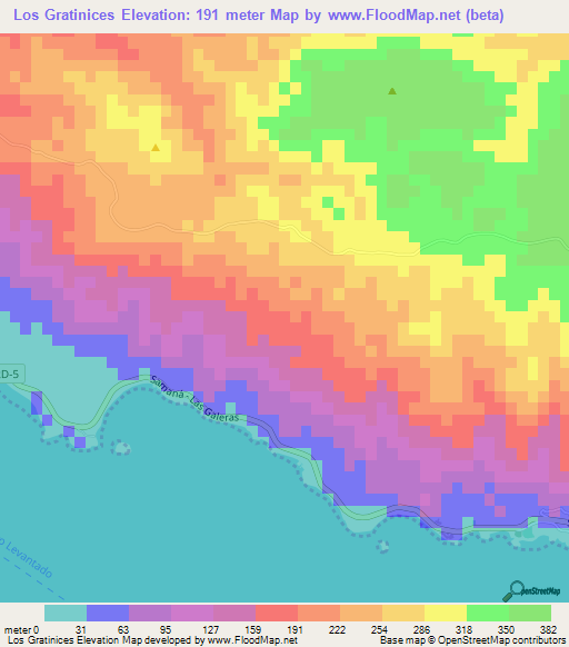 Los Gratinices,Dominican Republic Elevation Map