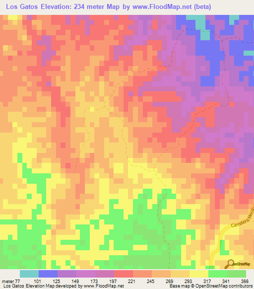 Los Gatos,Dominican Republic Elevation Map