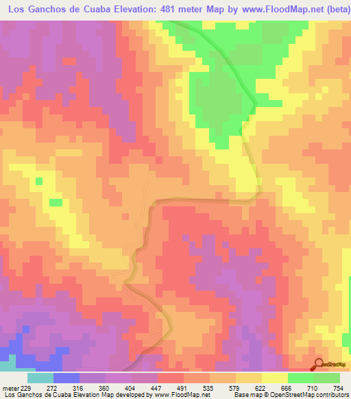 Los Ganchos de Cuaba,Dominican Republic Elevation Map