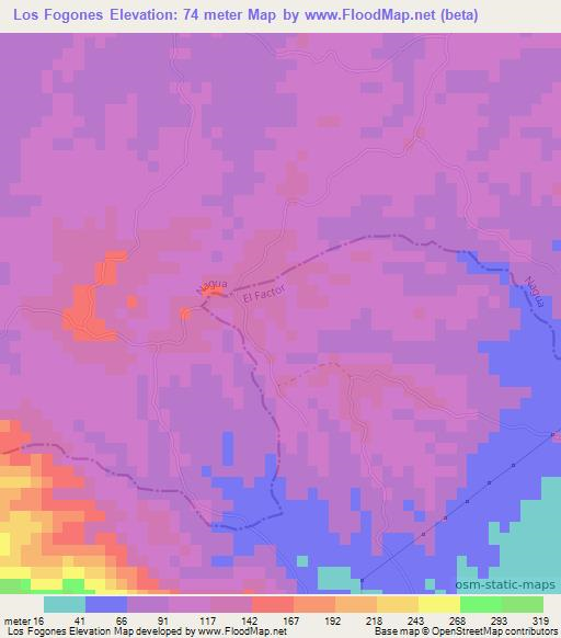 Los Fogones,Dominican Republic Elevation Map