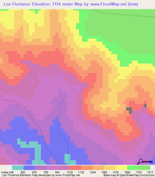 Los Florianos,Dominican Republic Elevation Map