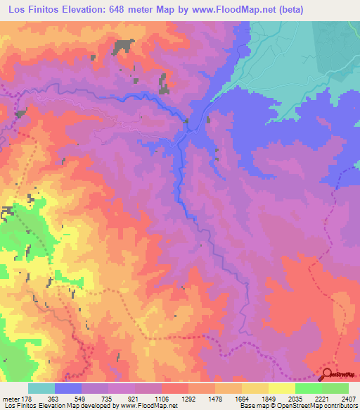 Los Finitos,Dominican Republic Elevation Map