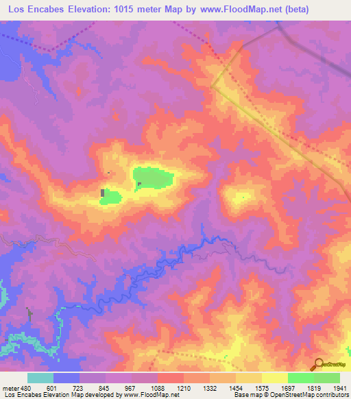 Los Encabes,Dominican Republic Elevation Map