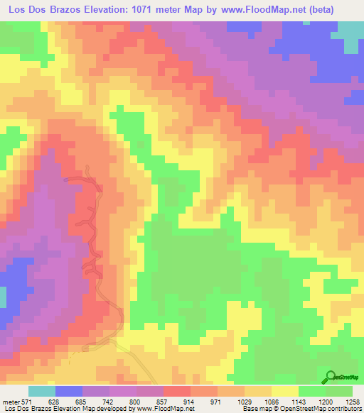 Los Dos Brazos,Dominican Republic Elevation Map