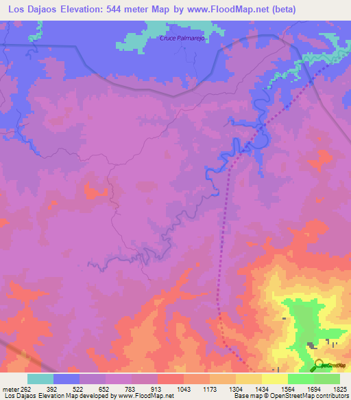 Los Dajaos,Dominican Republic Elevation Map