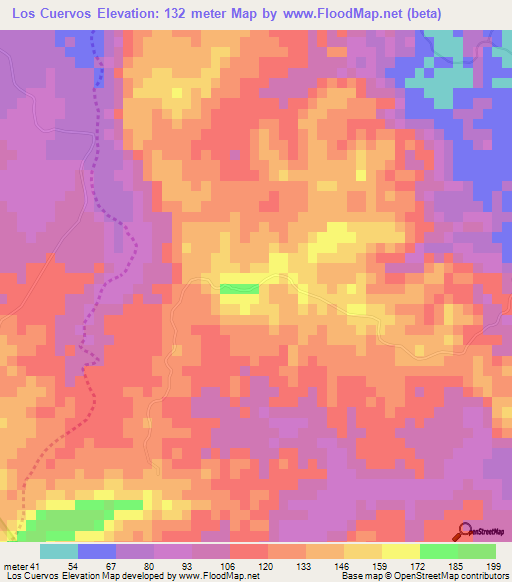 Los Cuervos,Dominican Republic Elevation Map