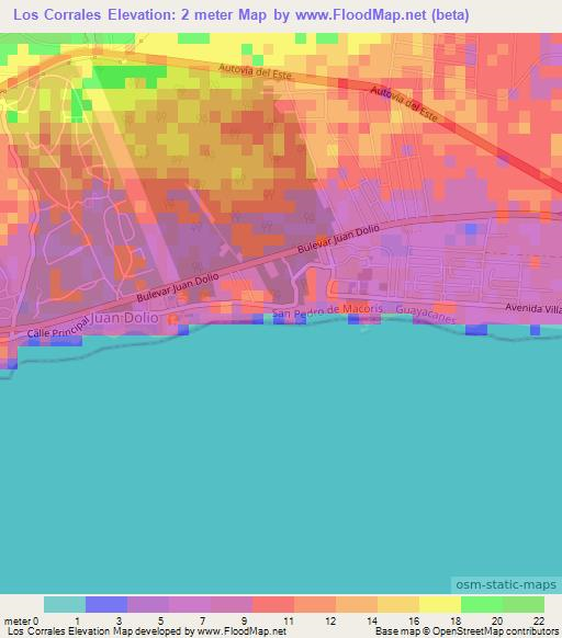 Los Corrales,Dominican Republic Elevation Map