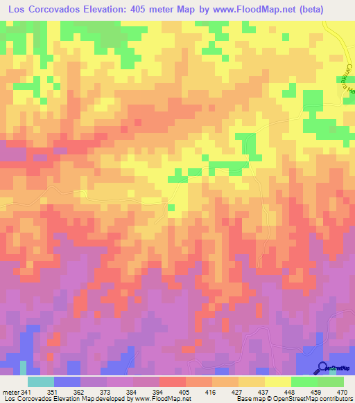 Los Corcovados,Dominican Republic Elevation Map