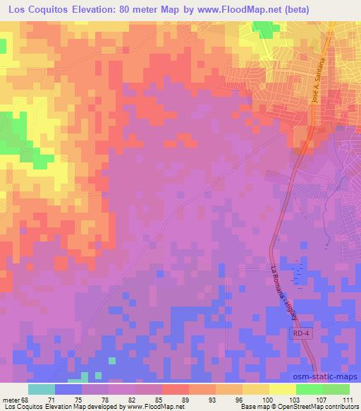 Los Coquitos,Dominican Republic Elevation Map