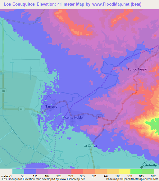 Los Conuquitos,Dominican Republic Elevation Map