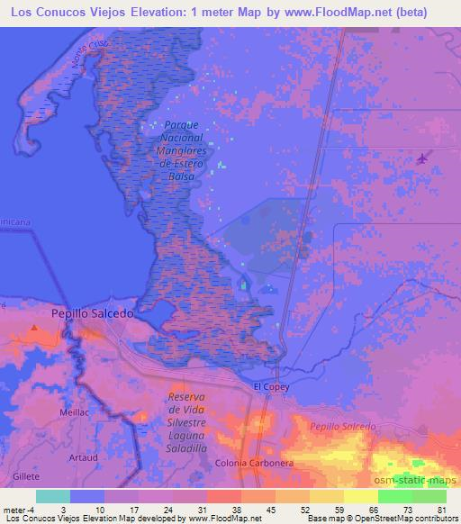 Los Conucos Viejos,Dominican Republic Elevation Map