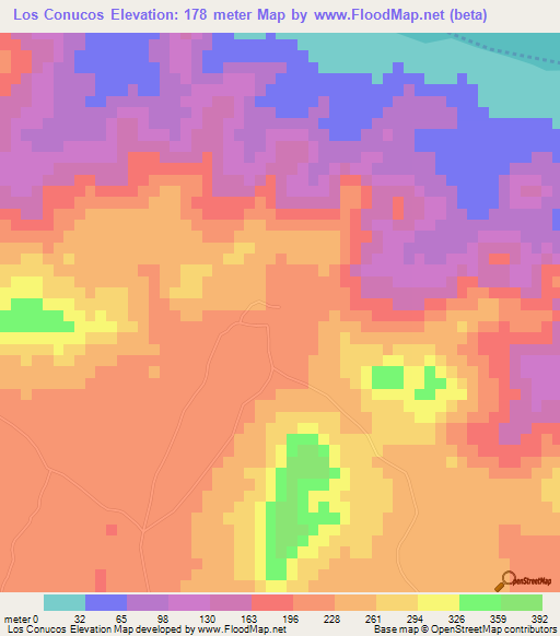 Los Conucos,Dominican Republic Elevation Map