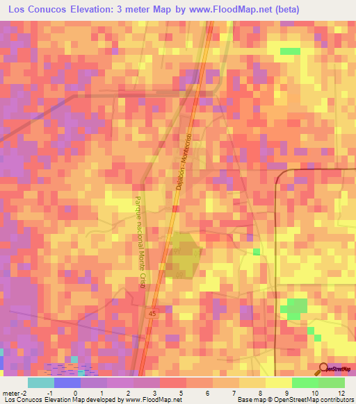 Los Conucos,Dominican Republic Elevation Map