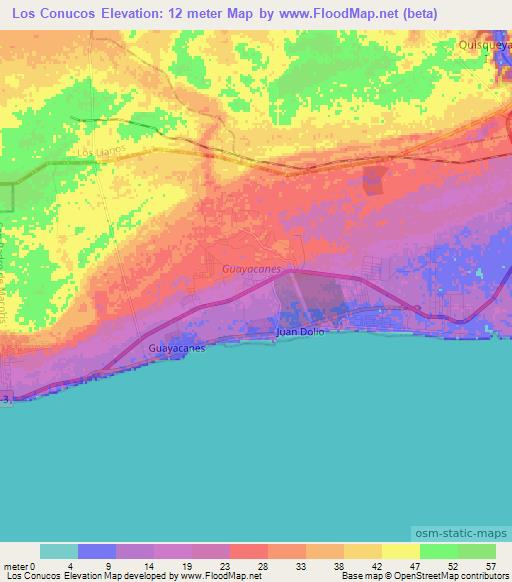 Los Conucos,Dominican Republic Elevation Map