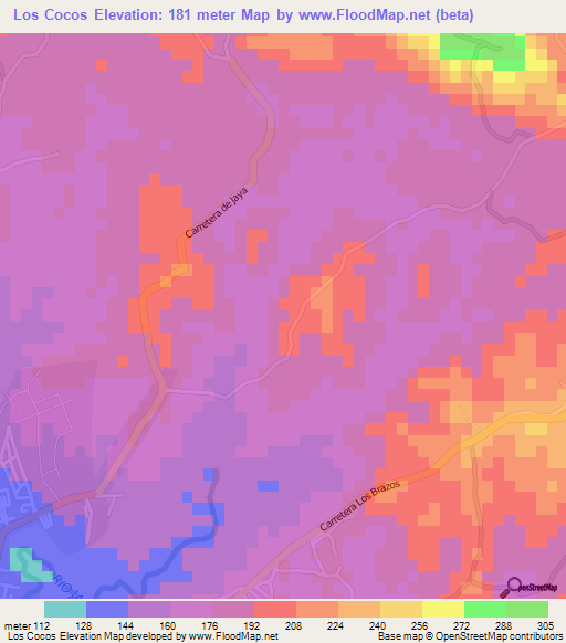 Los Cocos,Dominican Republic Elevation Map