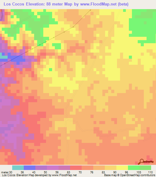 Los Cocos,Dominican Republic Elevation Map