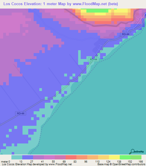 Los Cocos,Dominican Republic Elevation Map