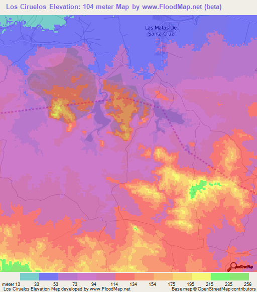 Los Ciruelos,Dominican Republic Elevation Map