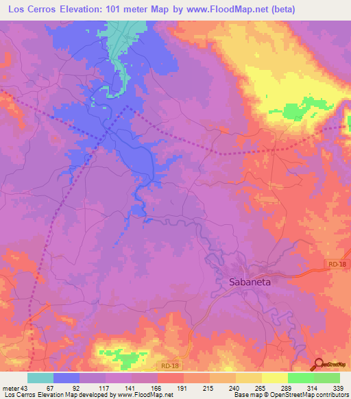 Los Cerros,Dominican Republic Elevation Map