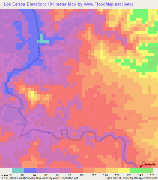 Los Cerros,Dominican Republic Elevation Map