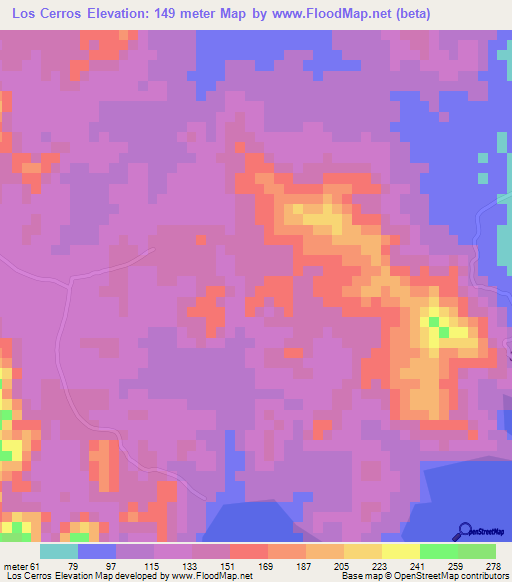 Los Cerros,Dominican Republic Elevation Map