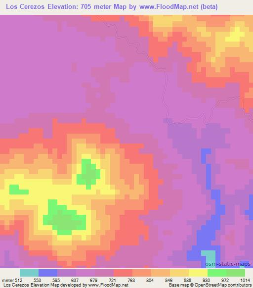 Los Cerezos,Dominican Republic Elevation Map