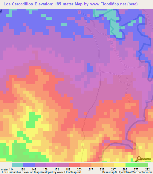 Los Cercadillos,Dominican Republic Elevation Map