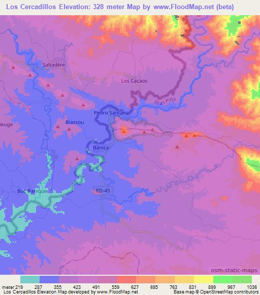 Los Cercadillos,Dominican Republic Elevation Map